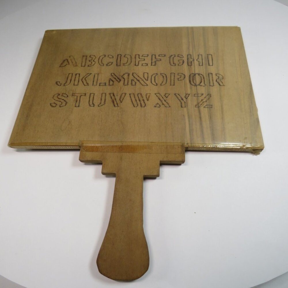 Alphabet Hornbook (Recreation) Real Unfinished Hardwood 80's ENGRAVED